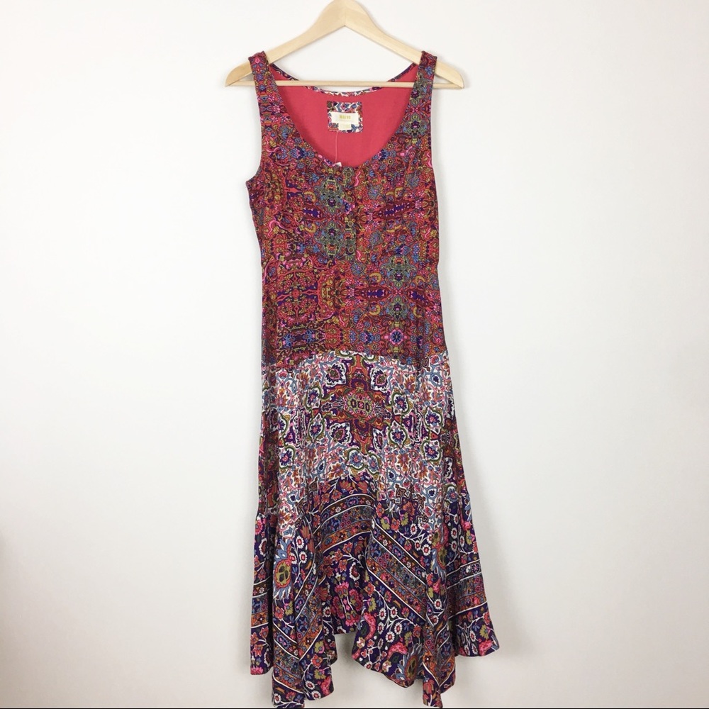 Anthropologie NEW Maeve red pink midi dress 4